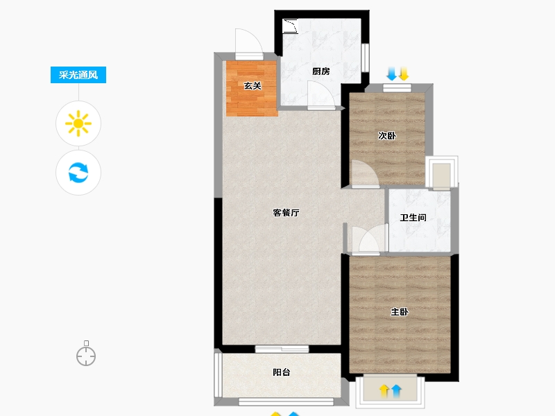 湖北省-武汉市-融创首创九派江山-65.60-户型库-采光通风