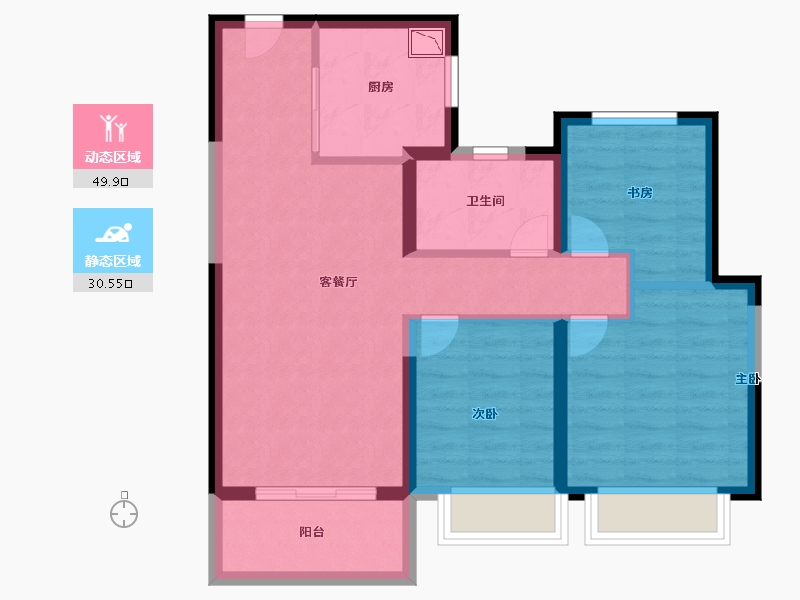 江苏省-南京市-西江瑞府-71.20-户型库-动静分区