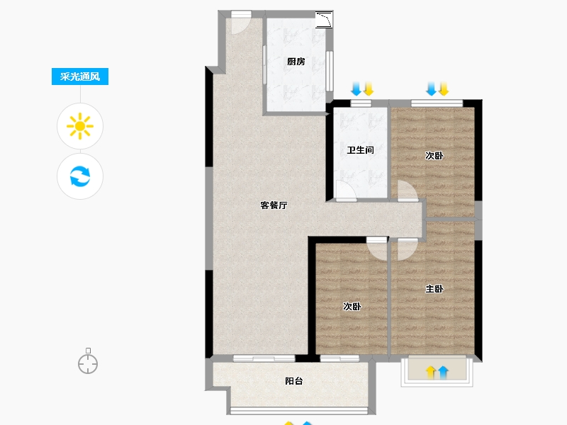 江苏省-淮安市-新城尚隽公馆-92.00-户型库-采光通风