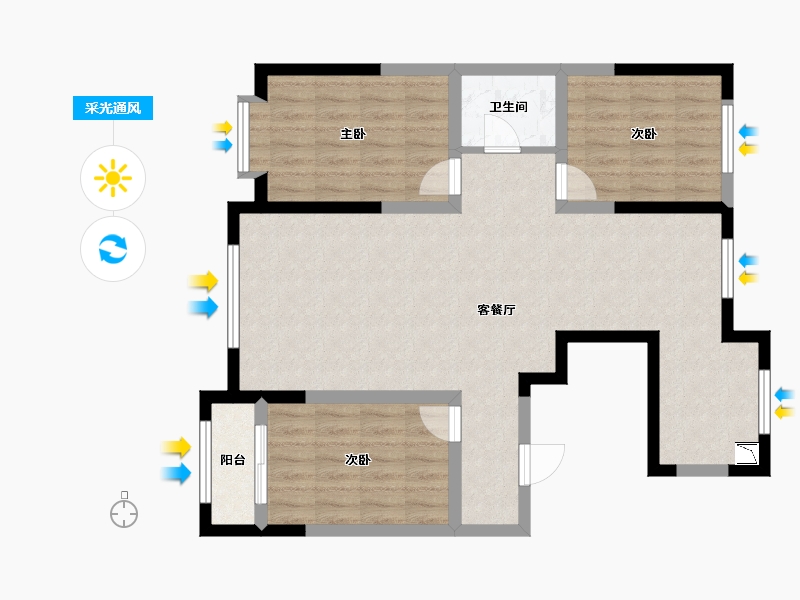 宁夏回族自治区-银川市-锦都园-85.95-户型库-采光通风