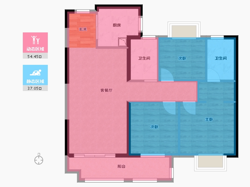 湖北省-武汉市-美的君兰半岛-82.10-户型库-动静分区