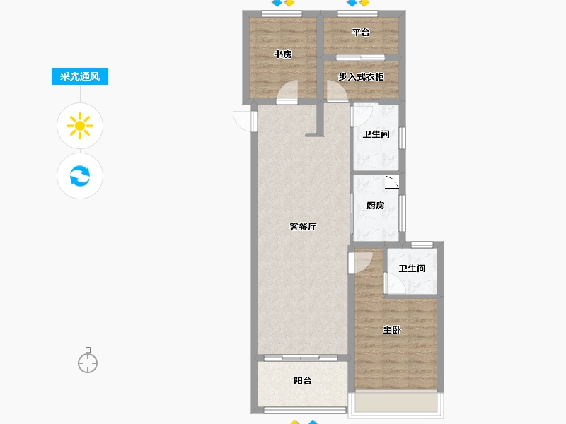 浙江省-温州市-保利・大国�Z-80.00-户型库-采光通风