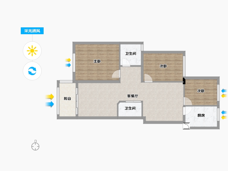 浙江省-湖州市-春天尚居-93.00-户型库-采光通风