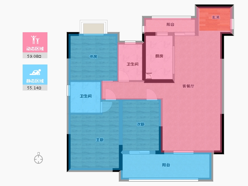 河南省-南阳市-新野一品金麟府-102.19-户型库-动静分区