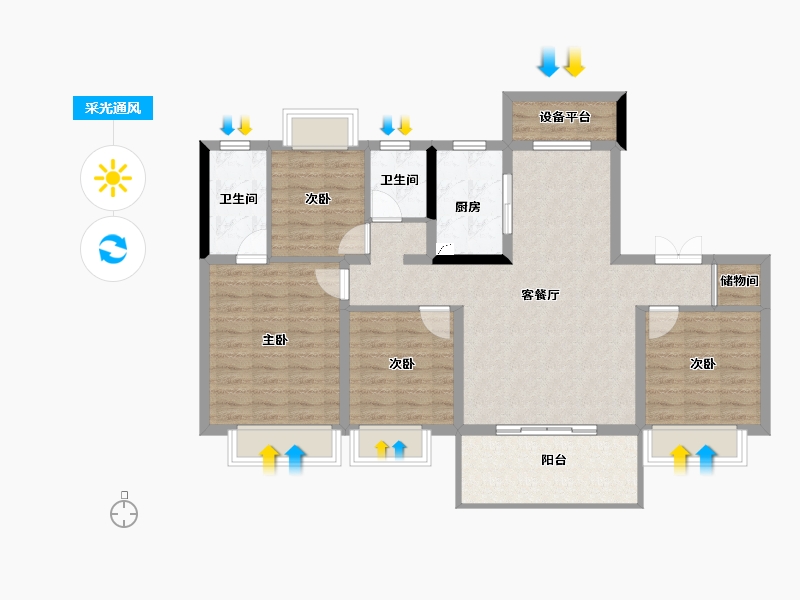 湖南省-长沙市-宁乡敏捷紫云府-100.38-户型库-采光通风