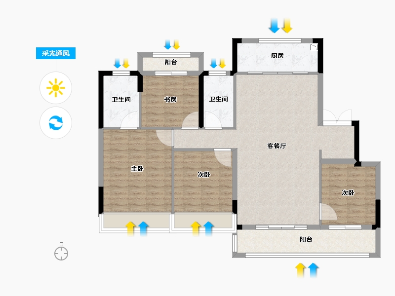 浙江省-温州市-悦珑府-111.20-户型库-采光通风