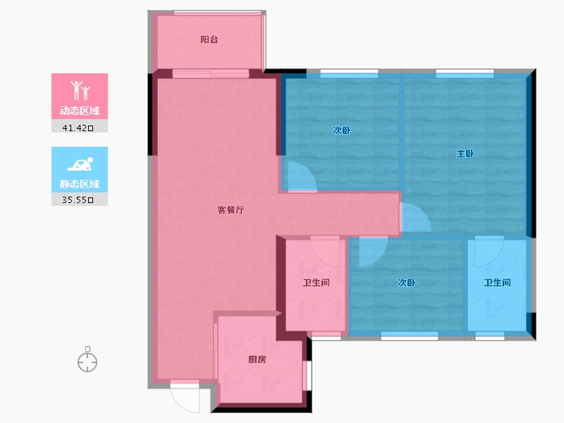 福建省-泉州市-阳光城翡丽公园-69.26-户型库-动静分区