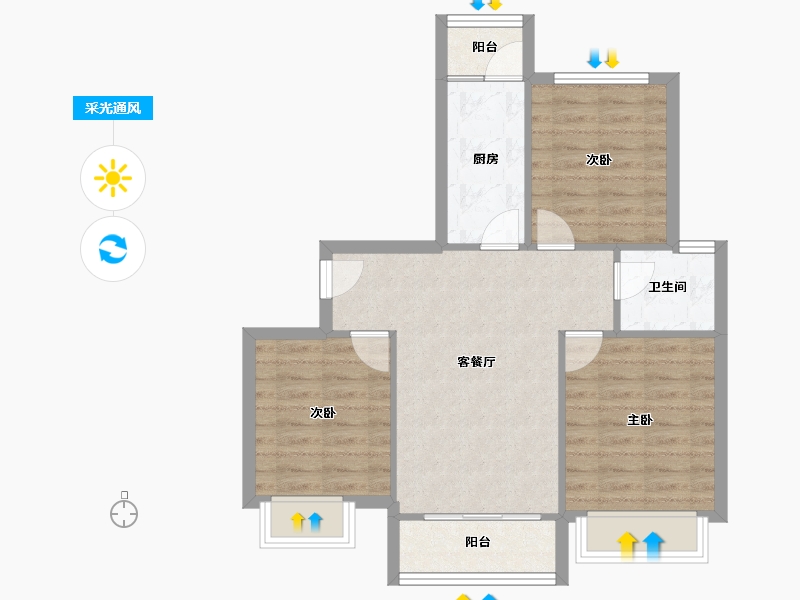 上海-上海市-高行绿洲一期-67.52-户型库-采光通风