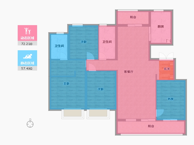 陕西省-西安市-融创・桃源府-116.00-户型库-动静分区