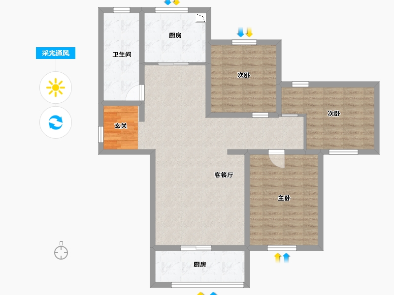 青海省-西宁市-昆御府-98.40-户型库-采光通风