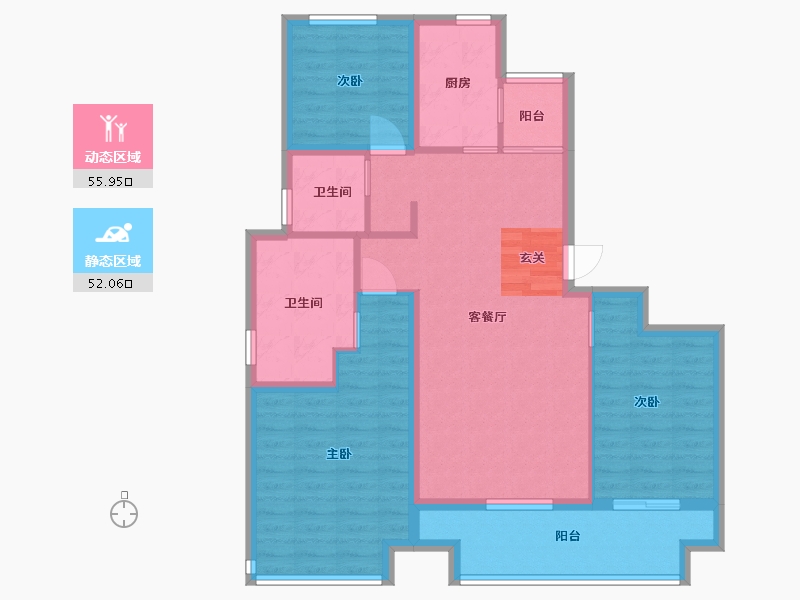 陕西省-西安市-陕建・荣华臻萃府-96.80-户型库-动静分区