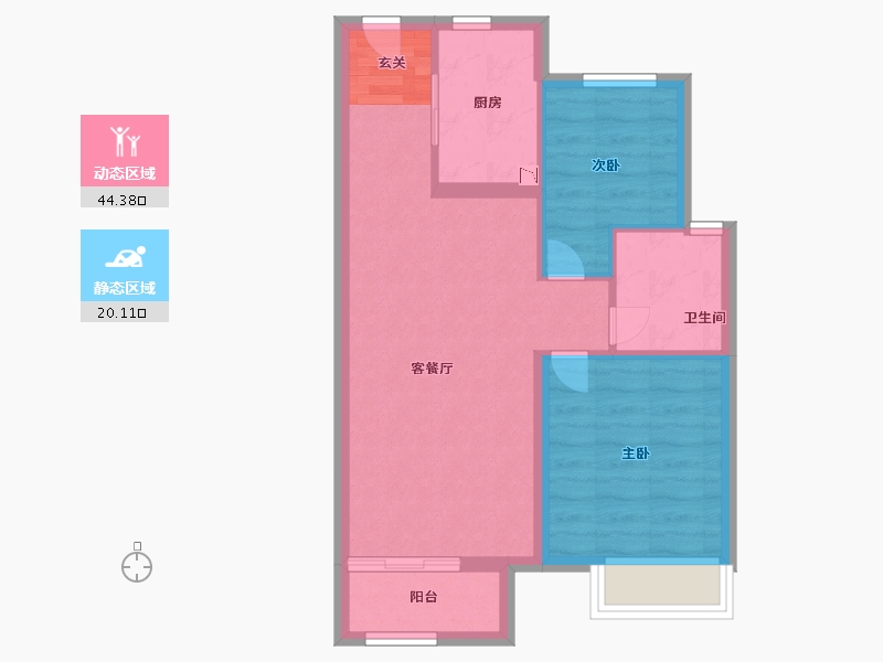 浙江省-舟山市-都会之光小区-57.60-户型库-动静分区