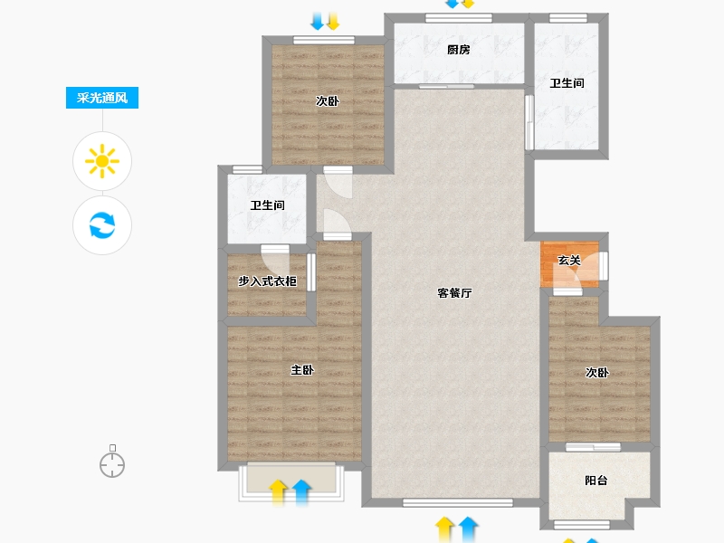 山东省-淄博市-金润・香榭大厦-114.54-户型库-采光通风