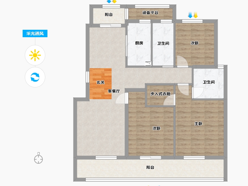 浙江省-舟山市-柳岸晓风花园-104.14-户型库-采光通风