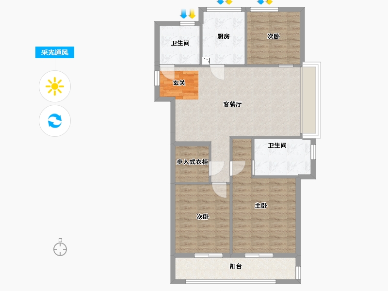 浙江省-舟山市-沁润公寓-93.19-户型库-采光通风