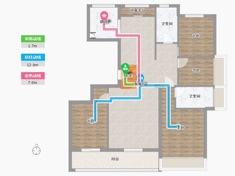 浙江省-舟山市-沁润公寓-108.71-户型库-动静线