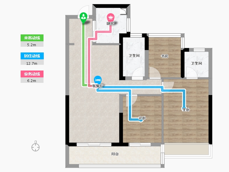 浙江省-温州市-龙湖坤和天境-80.40-户型库-动静线