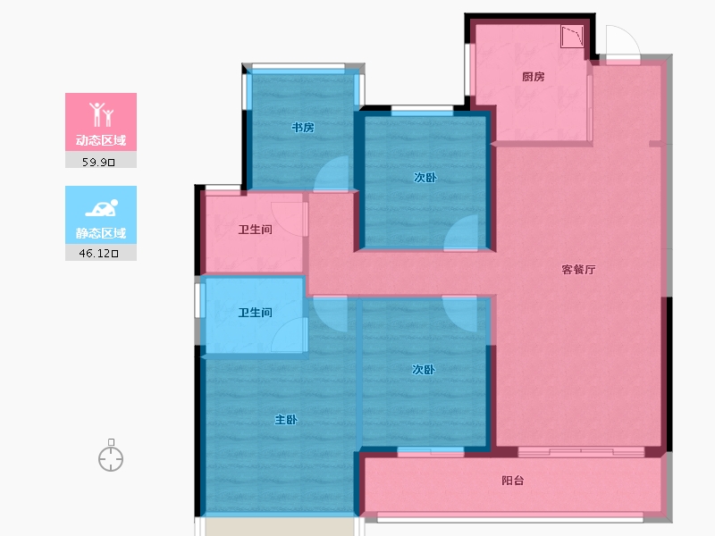 浙江省-温州市-龙湖坤和天境-94.94-户型库-动静分区