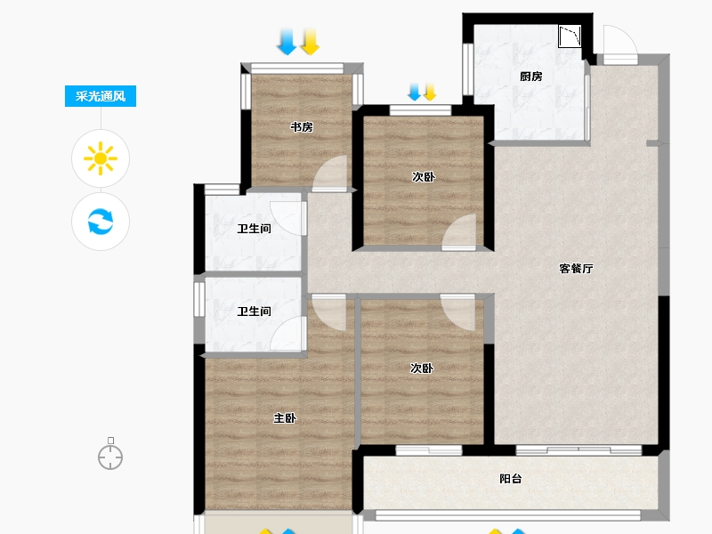 浙江省-温州市-龙湖坤和天境-94.94-户型库-采光通风