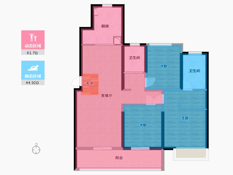 浙江省-舟山市-创世花园-94.05-户型库-动静分区