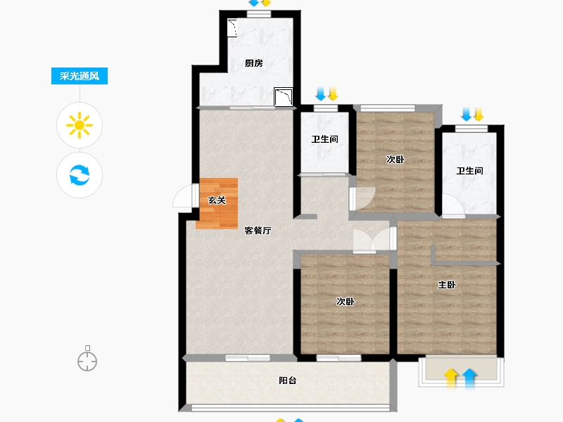 浙江省-舟山市-创世花园-94.05-户型库-采光通风