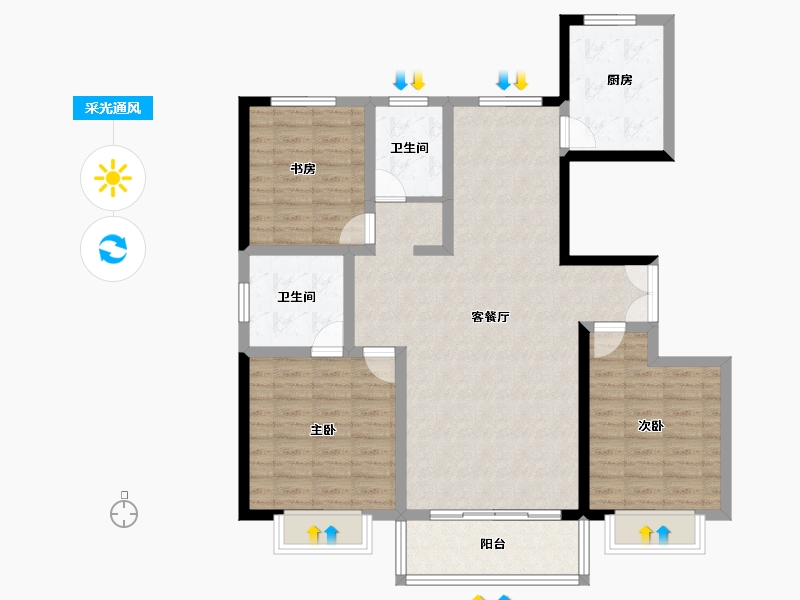 甘肃省-兰州市-永生北玻紫御华府-106.40-户型库-采光通风