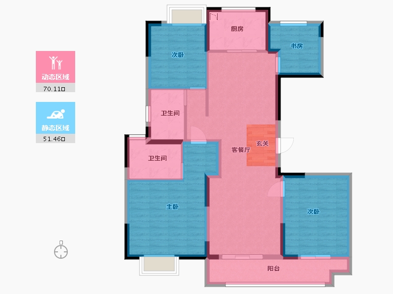 江苏省-常州市-紫云府-108.80-户型库-动静分区