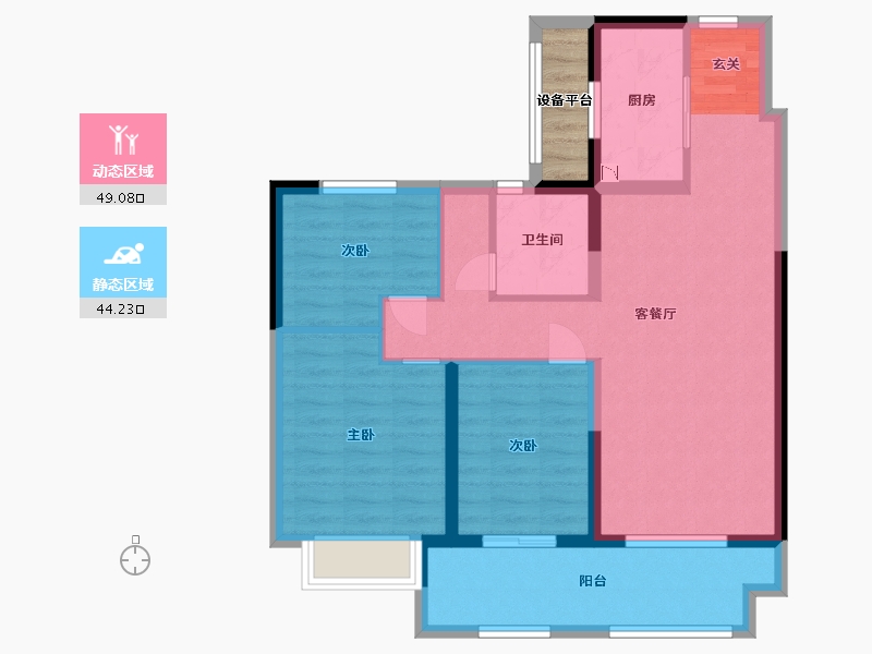 江苏省-常州市-新城华宇悦隽公馆-85.98-户型库-动静分区