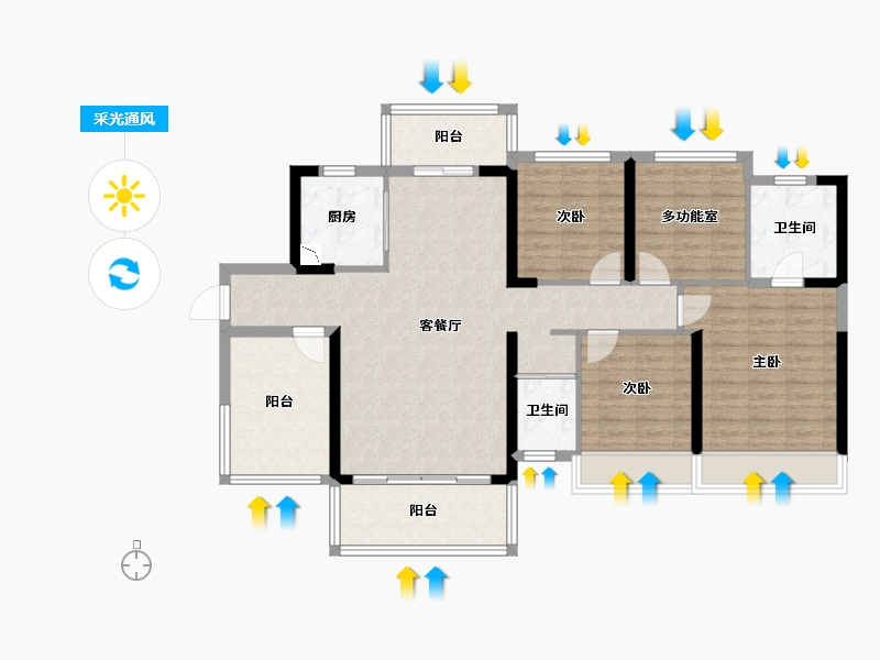 广西壮族自治区-百色市-碧桂园城央府-114.57-户型库-采光通风