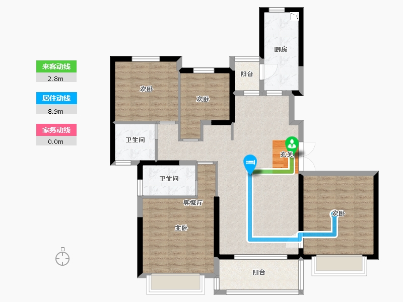 陕西省-渭南市-渭南恒大�B睿府-107.88-户型库-动静线