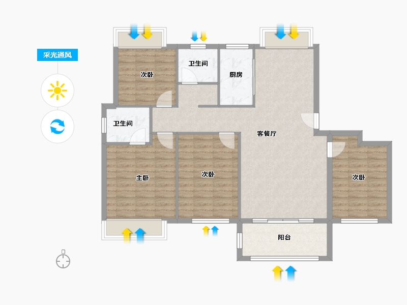 江西省-赣州市-豪门新城-103.45-户型库-采光通风