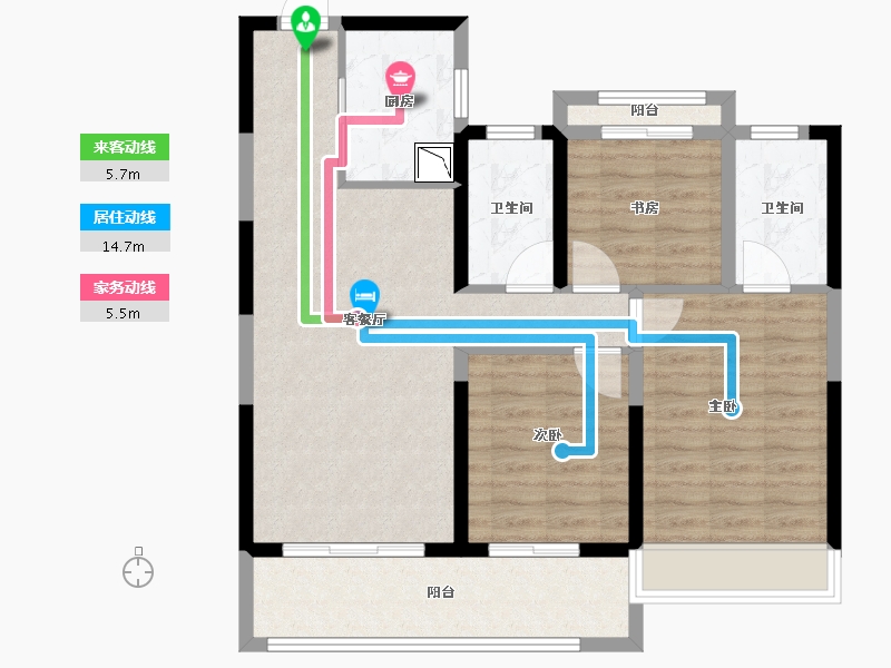 浙江省-温州市-鹿宸印-86.40-户型库-动静线