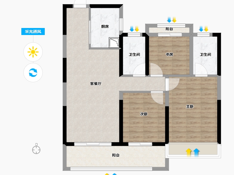 浙江省-温州市-鹿宸印-86.40-户型库-采光通风