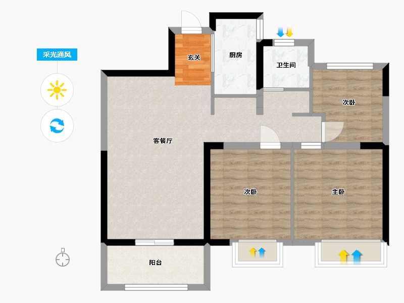 安徽省-蚌埠市-鹏欣天珑天�h-80.00-户型库-采光通风