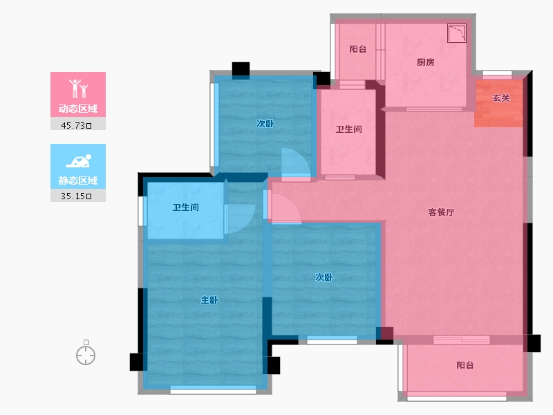 四川省-巴中市-平昌一品・凤凰城-70.78-户型库-动静分区