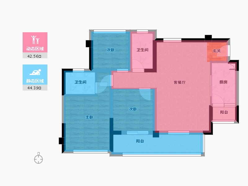 四川省-巴中市-平昌一品・凤凰城-76.45-户型库-动静分区