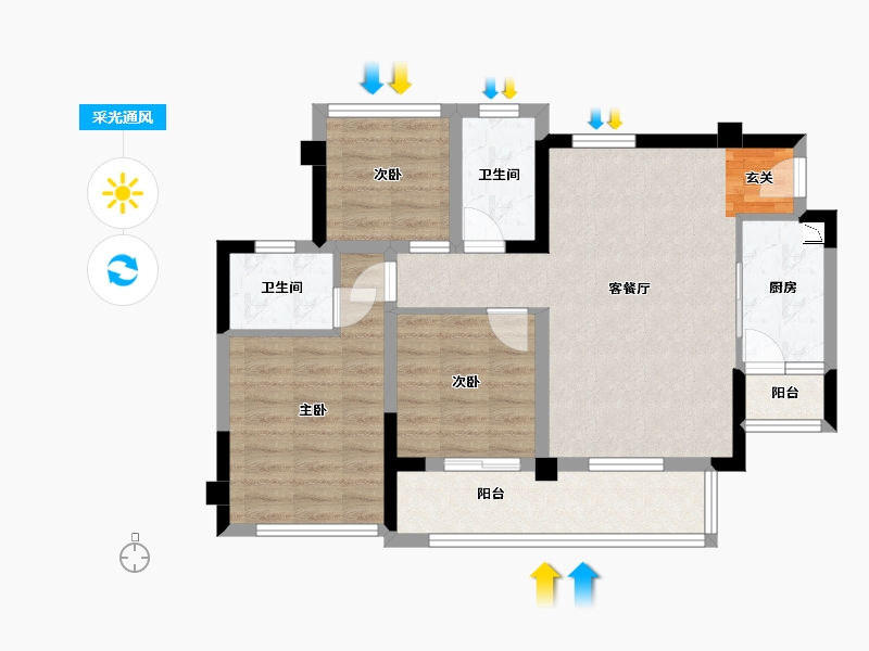 四川省-巴中市-平昌一品・凤凰城-76.45-户型库-采光通风