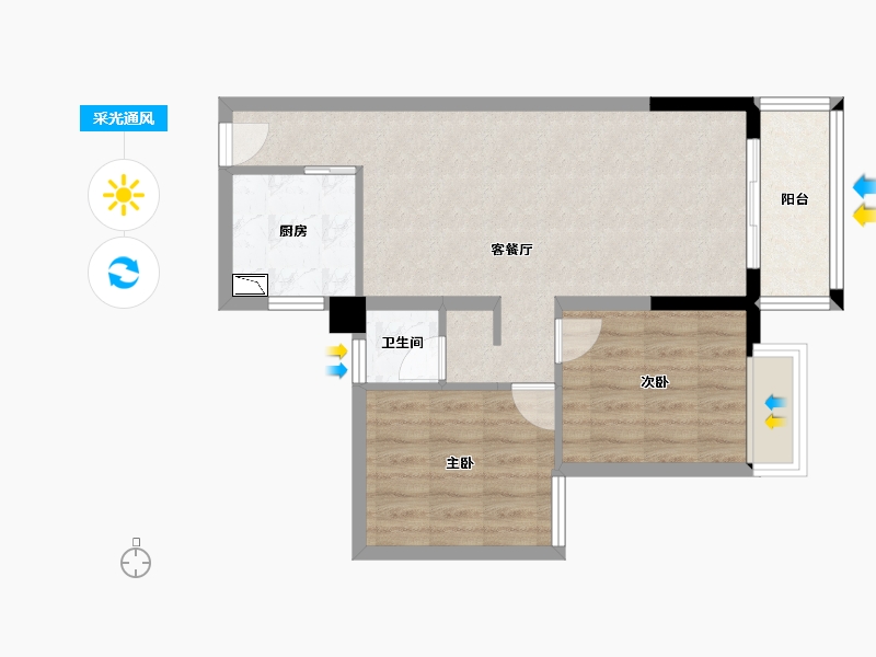 广西壮族自治区-南宁市-轨道御水悦居-58.92-户型库-采光通风