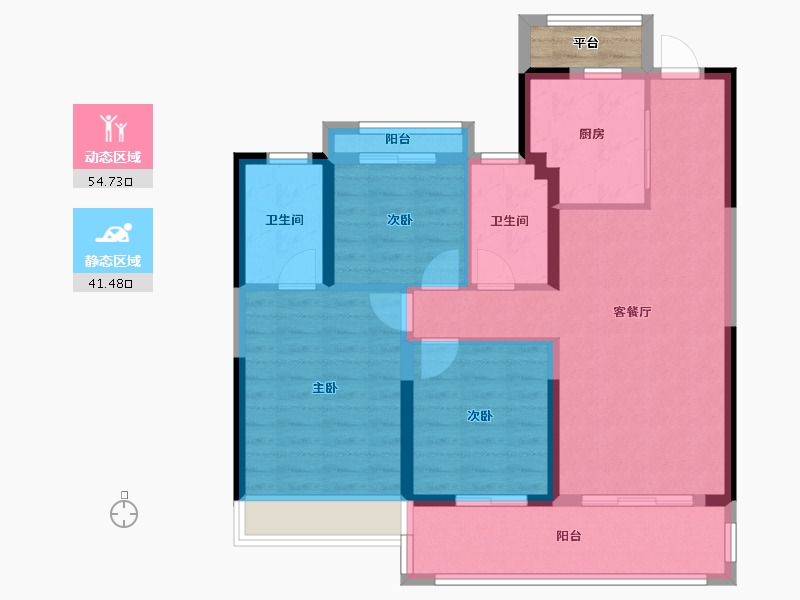 浙江省-温州市-鹿宸印-87.99-户型库-动静分区