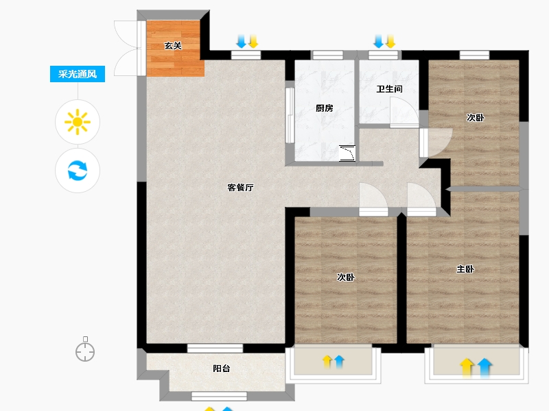 内蒙古自治区-包头市-中国铁建・景晟学府-78.34-户型库-采光通风