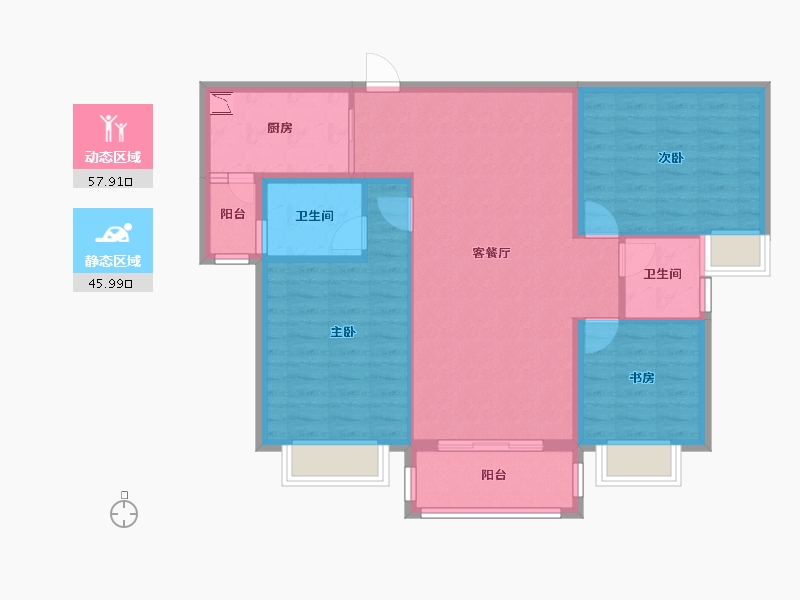 湖南省-株洲市-旺城天悦-93.48-户型库-动静分区