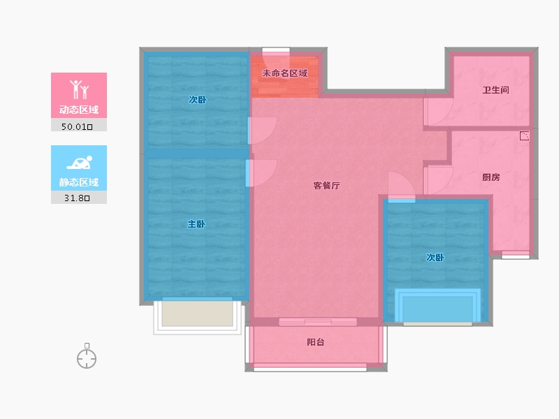 陕西省-榆林市-迎宾佳苑-72.60-户型库-动静分区