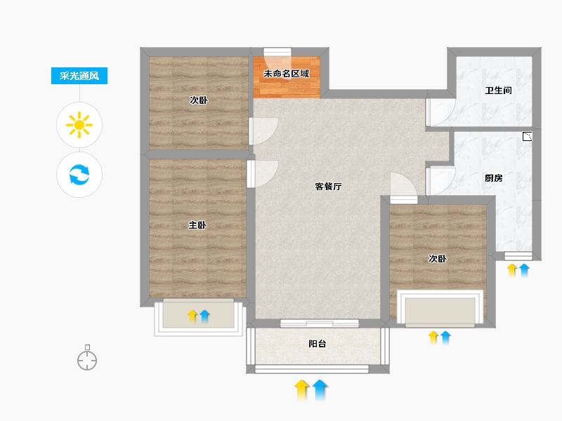 陕西省-榆林市-迎宾佳苑-72.60-户型库-采光通风