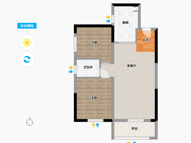 湖南省-长沙市-中冶・天润菁园-65.85-户型库-采光通风