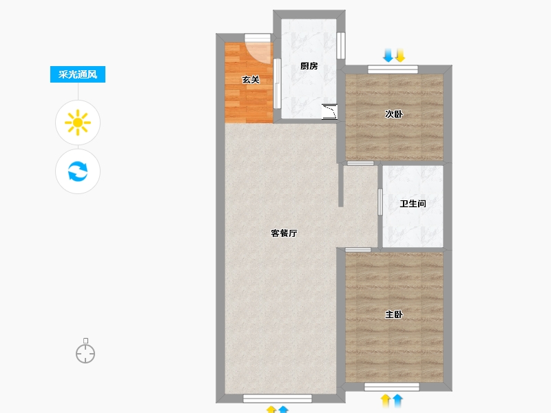 山东省-烟台市-中海万锦公馆-63.34-户型库-采光通风