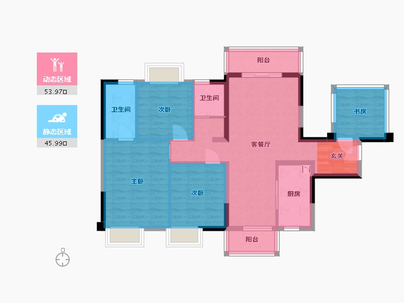 广西壮族自治区-南宁市-中南春风南岸-88.61-户型库-动静分区