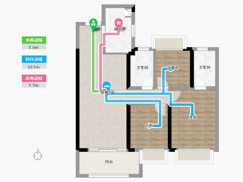 湖北省-荆州市-保利一号-76.58-户型库-动静线