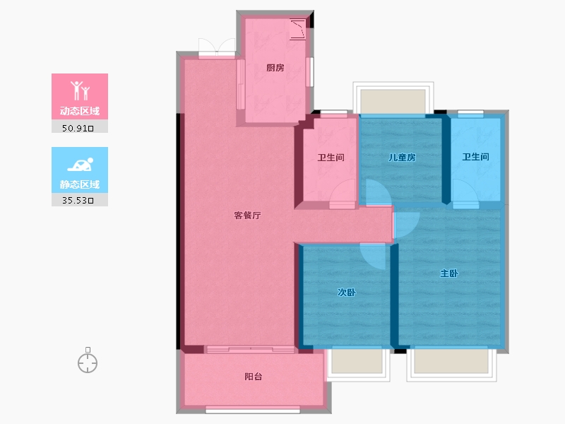 湖北省-荆州市-保利一号-76.58-户型库-动静分区