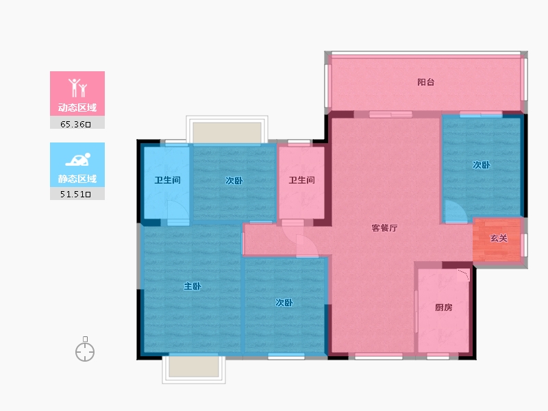 广西壮族自治区-南宁市-中海哈罗学府-105.44-户型库-动静分区