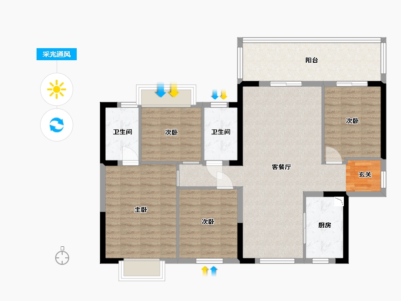 广西壮族自治区-南宁市-中海哈罗学府-105.44-户型库-采光通风